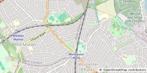 Map of Worcester Park, Surrey
