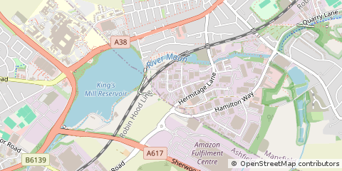 Map of Mansfield, Nottinghamshire