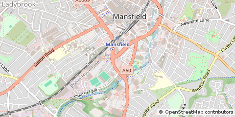 Map of Mansfield, Nottinghamshire