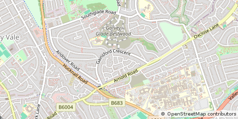 Map of Nottingham, Nottinghamshire