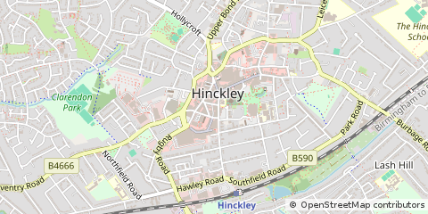 Map of Hinckley, Leicestershire