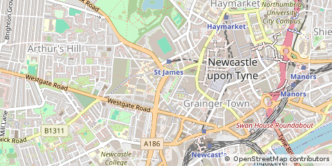 Map of Newcastle Upon Tyne, Tyne & Wear
