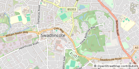 Map of Swadlincote, Derbyshire