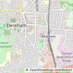 Map of Dereham, Norfolk