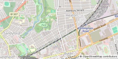 Map of Newcastle Upon Tyne, Tyne and Wear