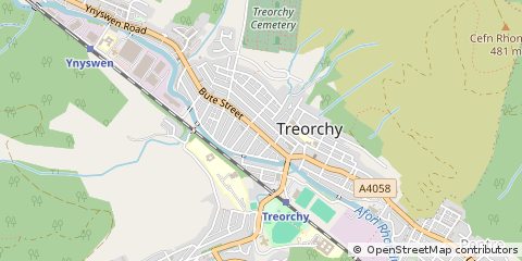 Map of Treorchy, Rhondda Cynon Taff