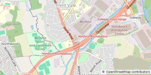 Map of Stoke on Trent, Staffordshire