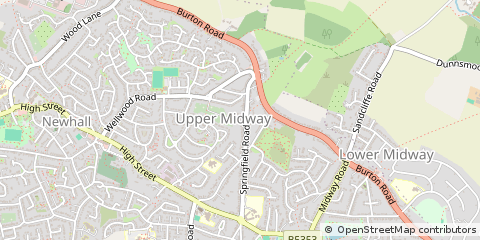 Map of Midway, Swadlincote, Derbyshire