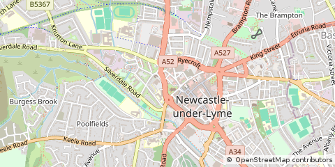 Map of Newcastle Under Lyme, Staffordshire