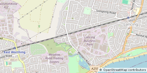 Map of Lancing, West Sussex