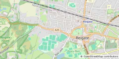 Map of Reigate, Surrey