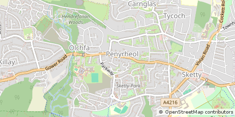 Map of Swansea, West Glamorgan