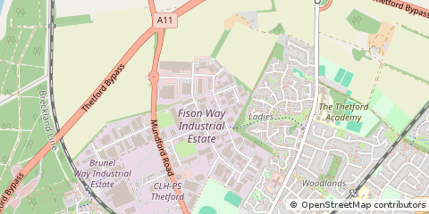 Map of Thetford, Norfolk