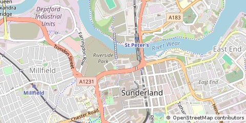 Map of Sunderland, Tyne and Wear