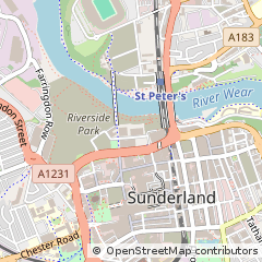 Map of Sunderland, Tyne and Wear
