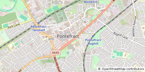 Map of Pontefract, West Yorkshire