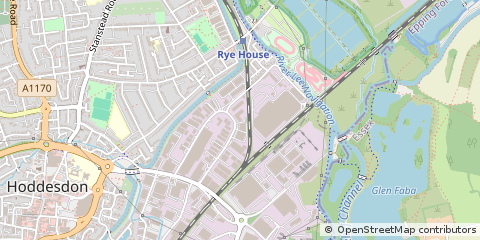 Map of Hoddesdon, Hertfordshire