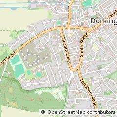 Map of Dorking, Surrey
