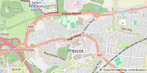 Map of Prescot, Merseyside