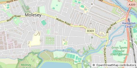 Map of East Molesey, Surrey