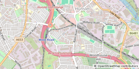 Map of Hunslet, West Yorkshire