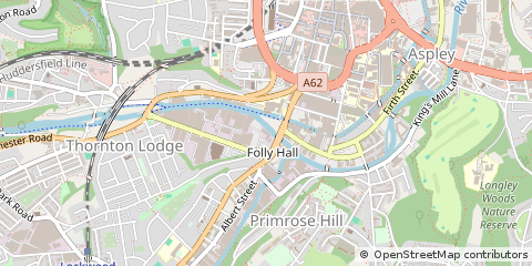 Map of Huddersfield, West Yorkshire