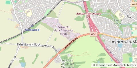 Map of Ashton in Makerfield, Lancashire