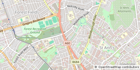 Map of Nottingham, Nottinghamshire