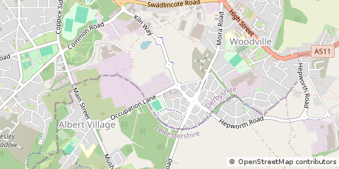 Map of Swadlincote, Derbyshire