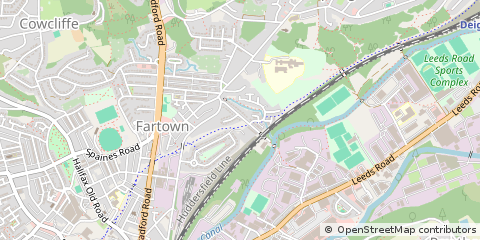 Map of Huddersfield, West Yorkshire