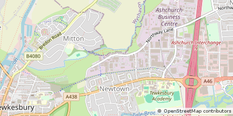 Map of Tewkesbury, Glos