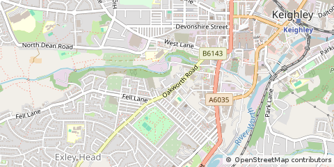 Map of Oakworth Road, Keighley