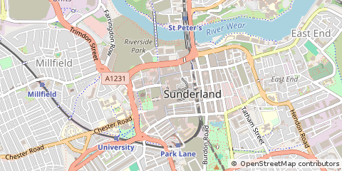 Map of Sunderland, Tyne and Wear