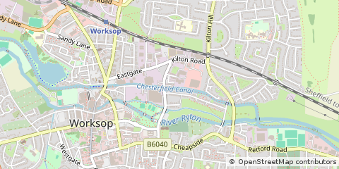 Map of Worksop, Nottinghamshire