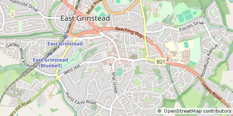 Map of East Grinstead, West Sussex