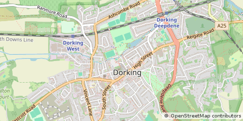 Map of Dorking, Surrey