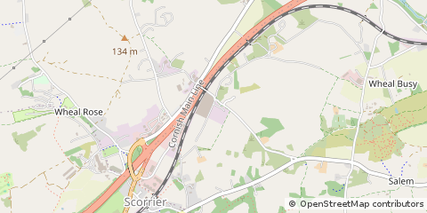 Map of Redruth, Cornwall