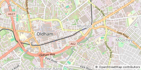 Map of Oldham, Lancashire