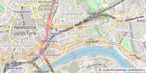 Map of Newcastle Upon Tyne, Tyne and Wear