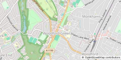 Map of Woodford Green, Essex