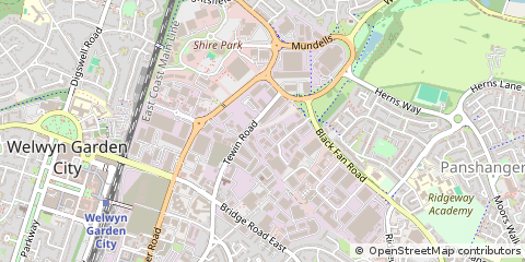 Map of Welwyn Garden City, Hertfordshire