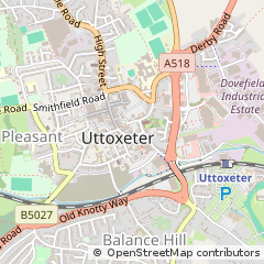 Map of Uttoxeter, Staffordshire