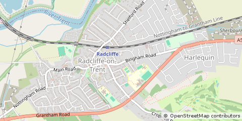 Map of Radcliffe-on-Trent, Nottinghamshire