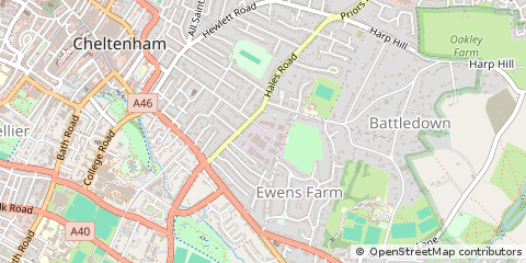 Map of Cheltenham, Gloucestershire