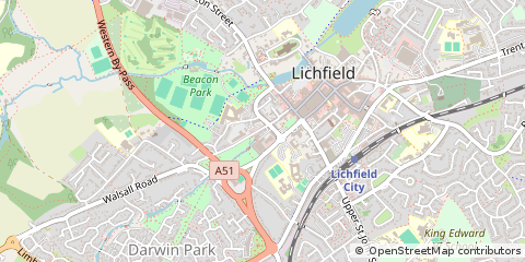 Map of Lichfield, Staffordshire