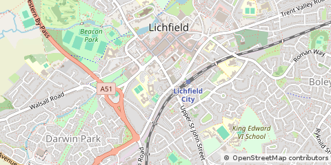 Map of Lichfield, Staffordshire