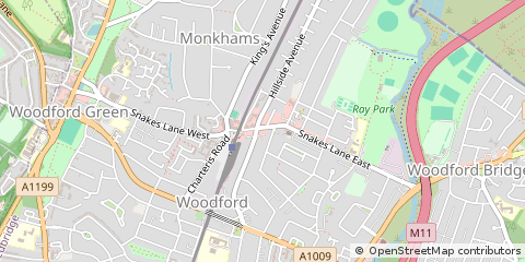 Map of Woodford Green, Essex