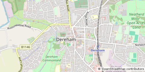 Map of Dereham, Norfolk