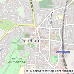 Map of Dereham, Norfolk
