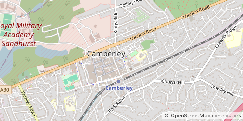 Map of Camberley, Surrey